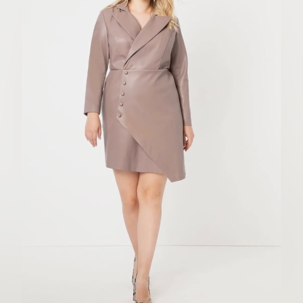 Eloquii- Asymmetrical Faux Leather Dress Size 14